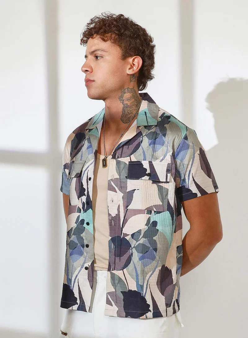 CAHOOT  Men's Multicolour Artistic Bloom Oversized Shirt for Men | Best Price UAE