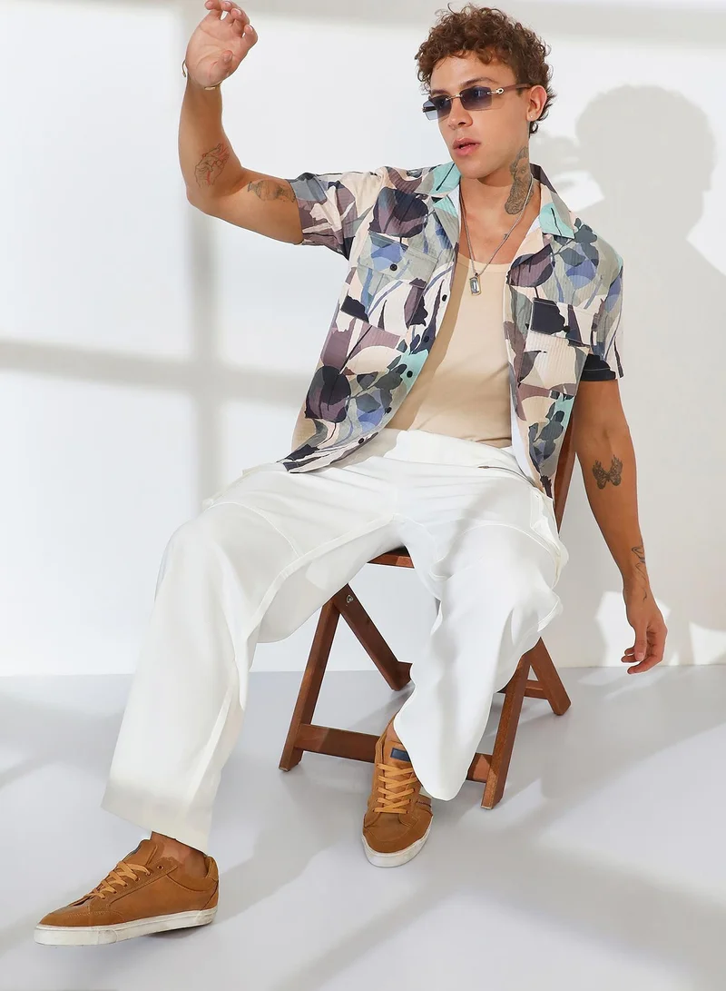 CAHOOT  Men's Multicolour Artistic Bloom Oversized Shirt for Men | Best Price UAE