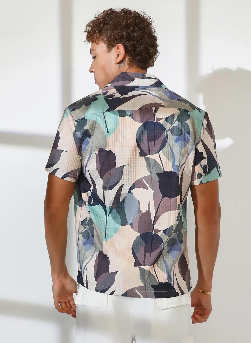 CAHOOT  Men's Multicolour Artistic Bloom Oversized Shirt for Men | Best Price UAE
