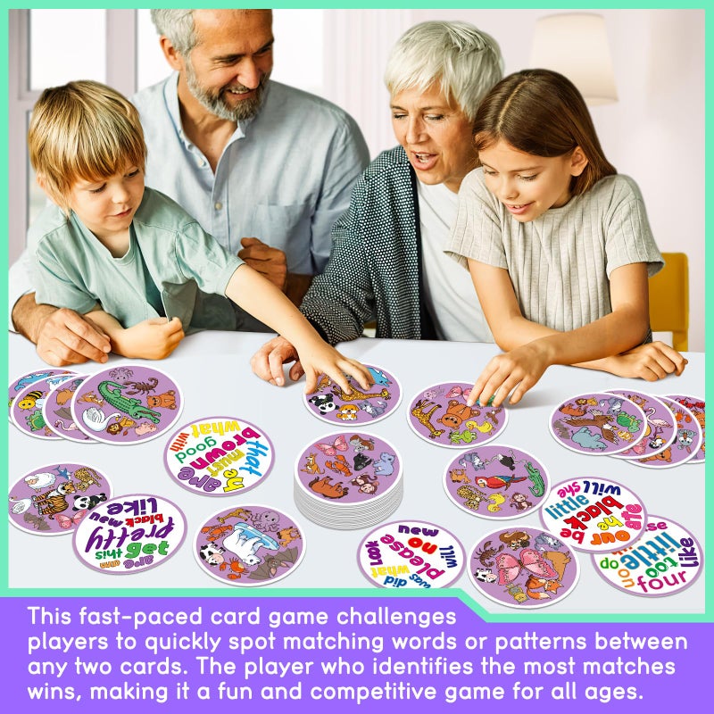 Edulok Memory Card Game, Kids Sight Word Piles Card Games, Animal Table Match Game for Toddlers, Indoor Recess Family Games, Preschool Classroom Reading Games, Homeschool Supplies - Image 3