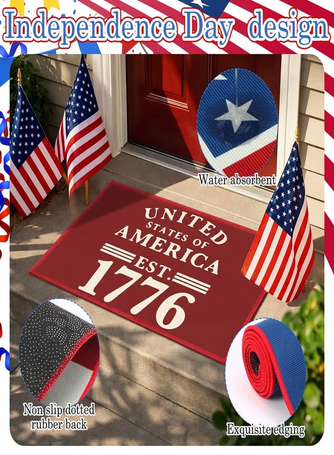 Tinideya 3 Pcs 4th of July Patriotic Kitchen Mat and Rugs Sets Non Slip Red White Blue Floor Mat Washable USA Flag Doormat 250th Anniversary Independence Day Decor forIndoor Front Door Entrance Decor - Image 3