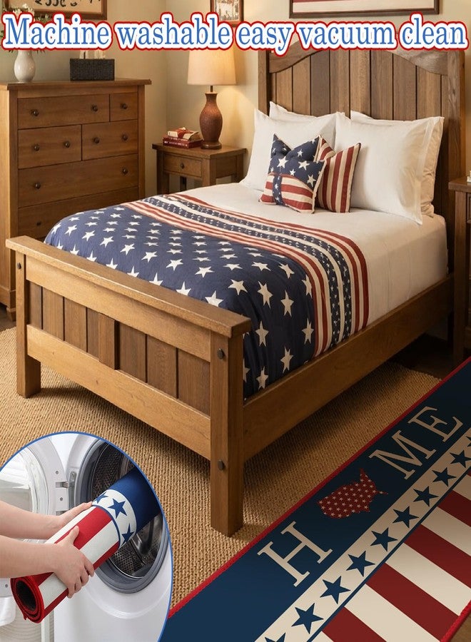 Tinideya 3 Pcs 4th of July Patriotic Kitchen Mat and Rugs Sets Non Slip Red White Blue Floor Mat Washable USA Flag Doormat 250th Anniversary Independence Day Decor forIndoor Front Door Entrance Decor - Image 5