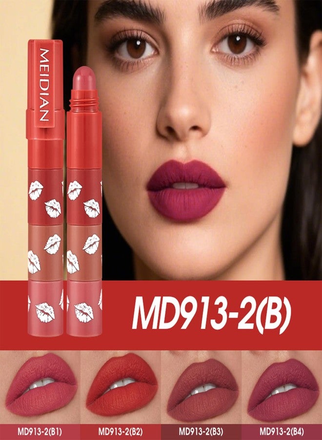 ADMD 4-in-1 Gentle Velvet Lipstick Pen | Misty Matte Lipstick & Liner All in One Waterproof, Long-Lasting Lip Crayon with 4 Random Colors - Image 2