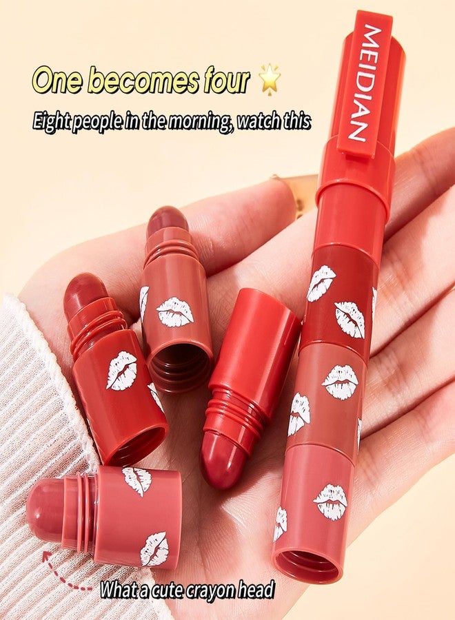 ADMD 4-in-1 Gentle Velvet Lipstick Pen | Misty Matte Lipstick & Liner All in One Waterproof, Long-Lasting Lip Crayon with 4 Random Colors - Image 3