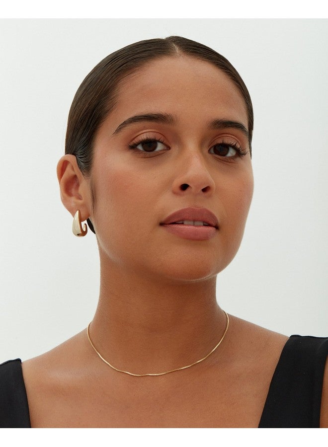 PAVOI 14K Gold Plated Sterling Silver Post Statement Huggie Earrings | Yellow Gold Dome Hoop Earrings For Women  - Image 4