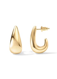 PAVOI 14K Gold Plated Sterling Silver Post Statement Huggie Earrings | Yellow Gold Dome Hoop Earrings For Women  - Image 1