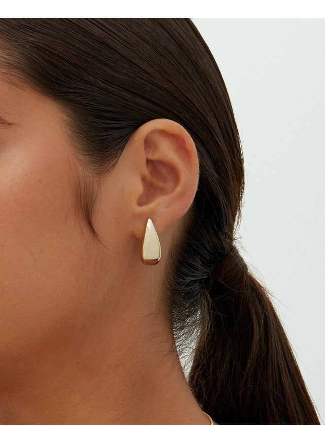 PAVOI 14K Gold Plated Sterling Silver Post Statement Huggie Earrings | Yellow Gold Dome Hoop Earrings For Women  - Image 2