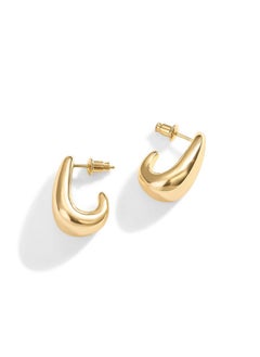 PAVOI 14K Gold Plated Sterling Silver Post Statement Huggie Earrings | Yellow Gold Dome Hoop Earrings For Women  - Image 3