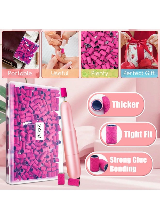 BLESWIN Nails Sanding Bands 240Grit Sanding Band For Nail Drill 200Pcs Pink Sanding Band 240 Grit Fine Sanding Bands With 3/32” Sanding Bit For Natural Nail And Gel Nail Sand Band Set Great For Manicure - Image 4