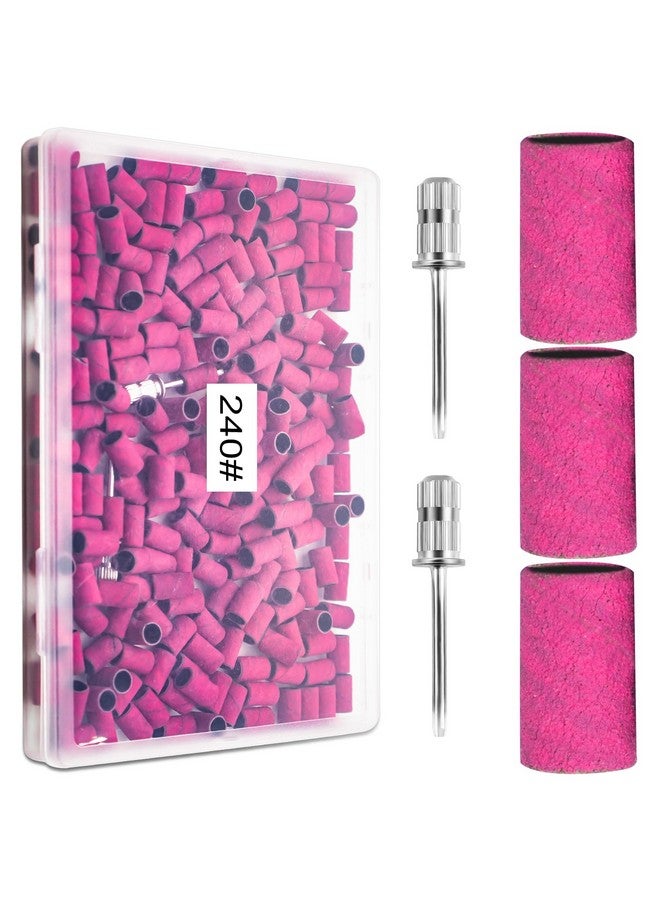 BLESWIN Nails Sanding Bands 240Grit Sanding Band For Nail Drill 200Pcs Pink Sanding Band 240 Grit Fine Sanding Bands With 3/32” Sanding Bit For Natural Nail And Gel Nail Sand Band Set Great For Manicure - Image 1