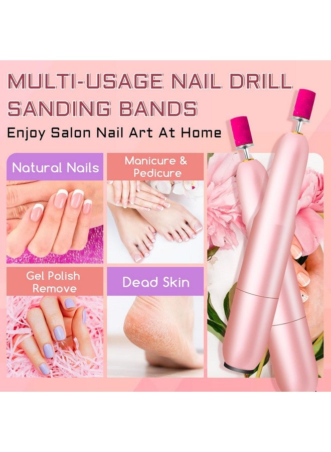 BLESWIN Nails Sanding Bands 240Grit Sanding Band For Nail Drill 200Pcs Pink Sanding Band 240 Grit Fine Sanding Bands With 3/32” Sanding Bit For Natural Nail And Gel Nail Sand Band Set Great For Manicure - Image 3