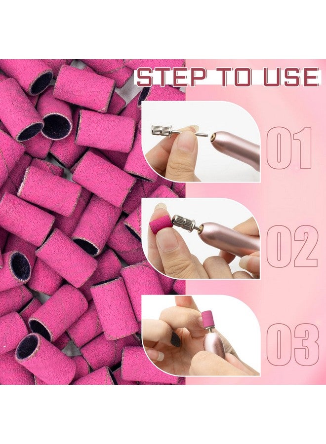 BLESWIN Nails Sanding Bands 240Grit Sanding Band For Nail Drill 200Pcs Pink Sanding Band 240 Grit Fine Sanding Bands With 3/32” Sanding Bit For Natural Nail And Gel Nail Sand Band Set Great For Manicure - Image 5
