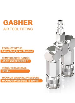 Y&D Air Hose Connectors 2 Way Splitter Fittings 1/4 in NPT Compressor High Pressure Resistance Manifold Swivel 360 Degrees Accessories  - Image 3
