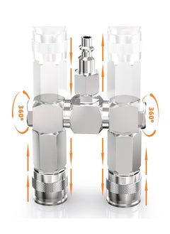 Y&D Air Hose Connectors 2 Way Splitter Fittings 1/4 in NPT Compressor High Pressure Resistance Manifold Swivel 360 Degrees Accessories  - Image 5
