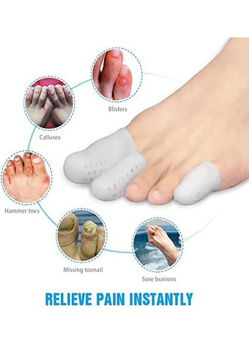 12 PCS Gel Toe Caps, Breathable Silicone Toe Protectors Sleeve Bunion Pads Cushion Big Toe Guards for Protection of Ingrown Toenails Corns Calluses Blisters - Image 3