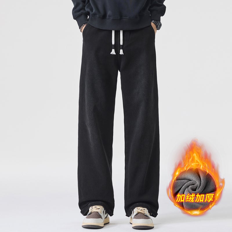 3605 | Plus Size Men''s Autumn and Winter New Tall Extended Jeans Loose Versatile Casual Straight Pants - Image 1