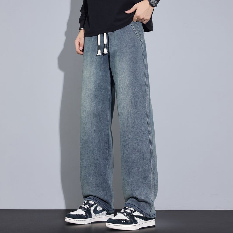 3605 | Plus Size Men''s Autumn and Winter New Tall Extended Jeans Loose Versatile Casual Straight Pants - Image 5