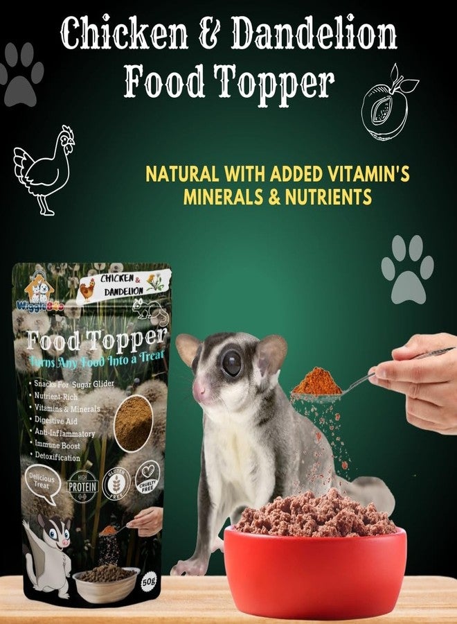 WiggleBoo Magical Sugar Glider Food Topper || Joy of Best Taste || Chicken & Dandelion Flavour || Grain Free & Protein Rich || Anti Oxident || 50g, All Life Stages, powder - Image 3