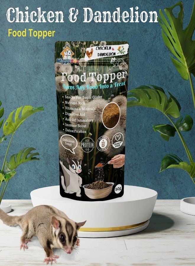 WiggleBoo Magical Sugar Glider Food Topper || Joy of Best Taste || Chicken & Dandelion Flavour || Grain Free & Protein Rich || Anti Oxident || 50g, All Life Stages, powder - Image 2
