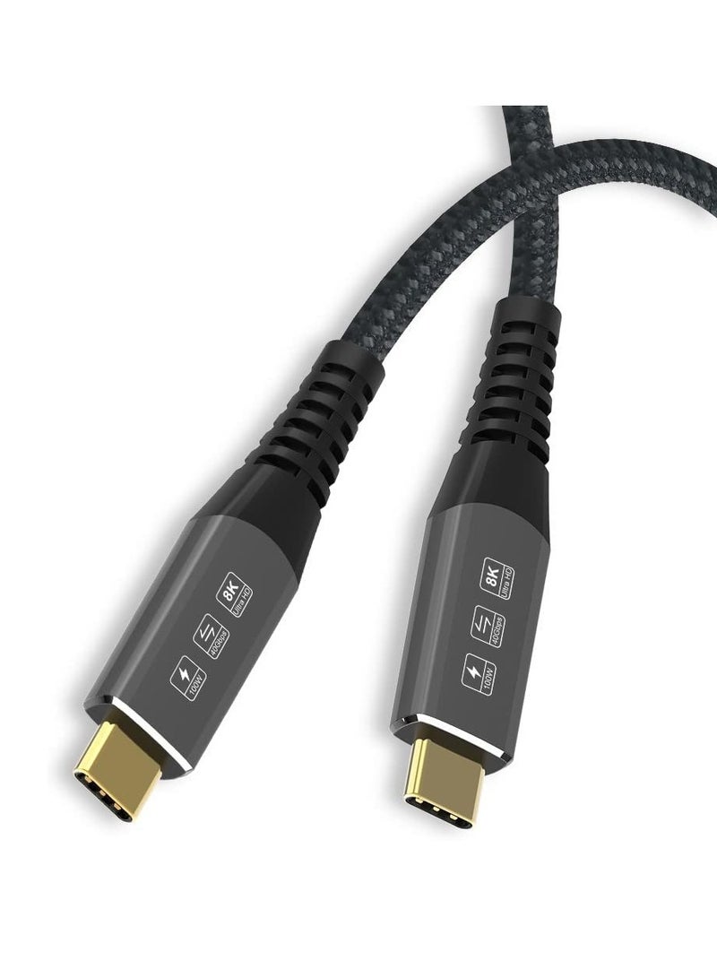 Excefore USB4 Cable Compatible with Thunderbolt 4, 8K 5K USB-C Cable 8K@60Hz 5K/4K 60Hz Video 40Gbps Data Transmissions Rate 20V 5A 100W Power Delivery 3in1 USB-C Cable External SSD eGPU (1Meter) - Image 1