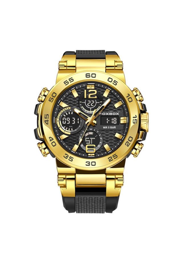 NIBEMINENT Foxbox Fashion New Double Display Multi-function Adhesive Tape Luminous Timing Sports Casual Waterproof Men's Watch 0033 