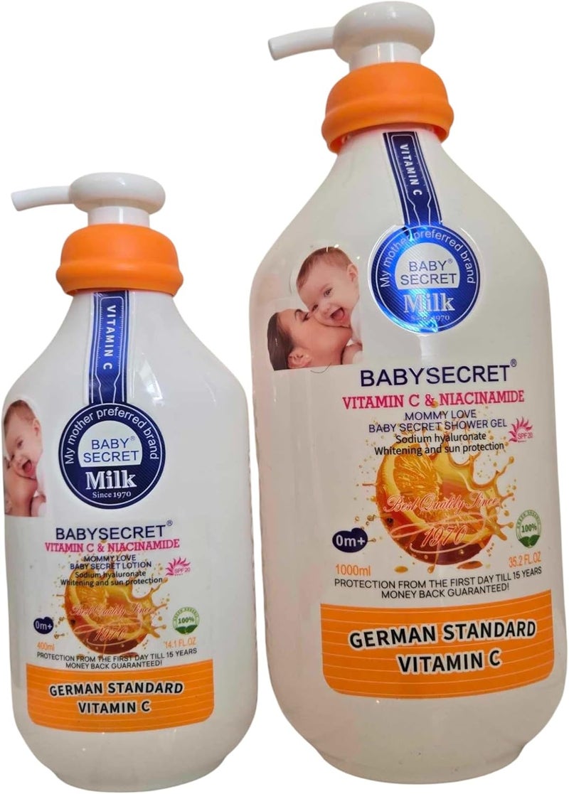 Baby Secret Vitamin C and Niacinamide Baby Lotion 400ml Shower Gel 1000ml