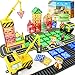 Soyee 102 PCS Magnetic Tiles with 2 Cars 2 Cranes Magnet Construction Building Kids Toys for Creative Play and STEM Learning Boys Toys Gifts for 312 - Image 3