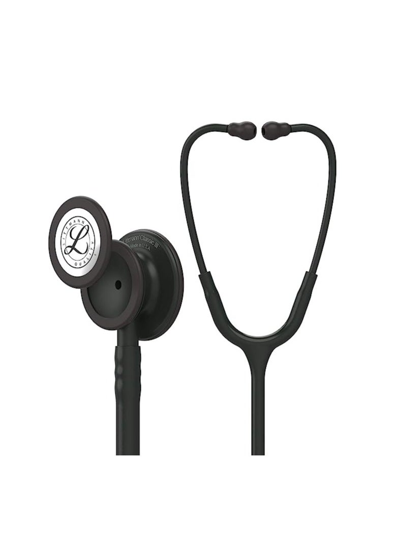 3M Littmann سماعة الطبيب Classic III، إصدار أسود، قطعة صدرية، أنبوب أسود، 27 بوصة، 5803  - Image 1