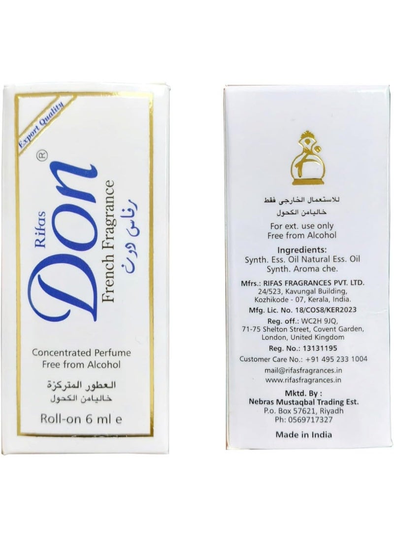 ريفيس عطردون الفرنسي الدوار، خالٍ من الكحول، 6 مل - عطر زيتي يدوم طويلاً ومنعش مناسب للرجال والنساء. (من ٣ قطع) - Image 4