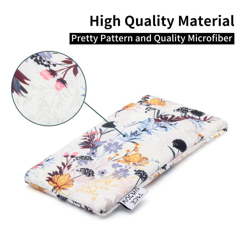 Face Shadow Large Double Eyeglasses Case Squeeze Top Soft Glasses Pouch Microfiber Cell Phone Purse for Women White(XL) - Image 4