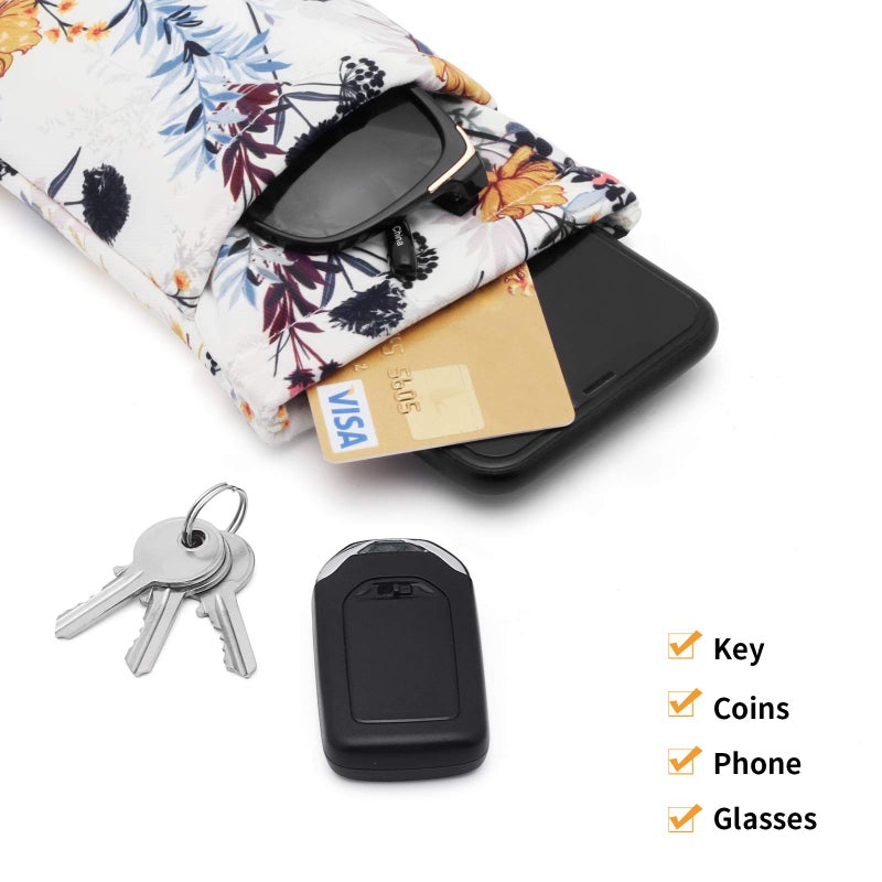 Face Shadow Large Double Eyeglasses Case Squeeze Top Soft Glasses Pouch Microfiber Cell Phone Purse for Women White(XL) - Image 5