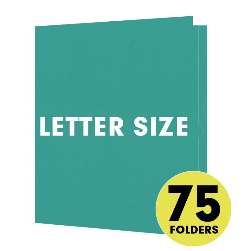 RAZCC Two Pocket Folders, RAZCC 75 Pack 2 Pocket Folders Fit Letter Size Paper, Paper Folders with Pockets for School Office Business Home (Turquoise) - Image 4