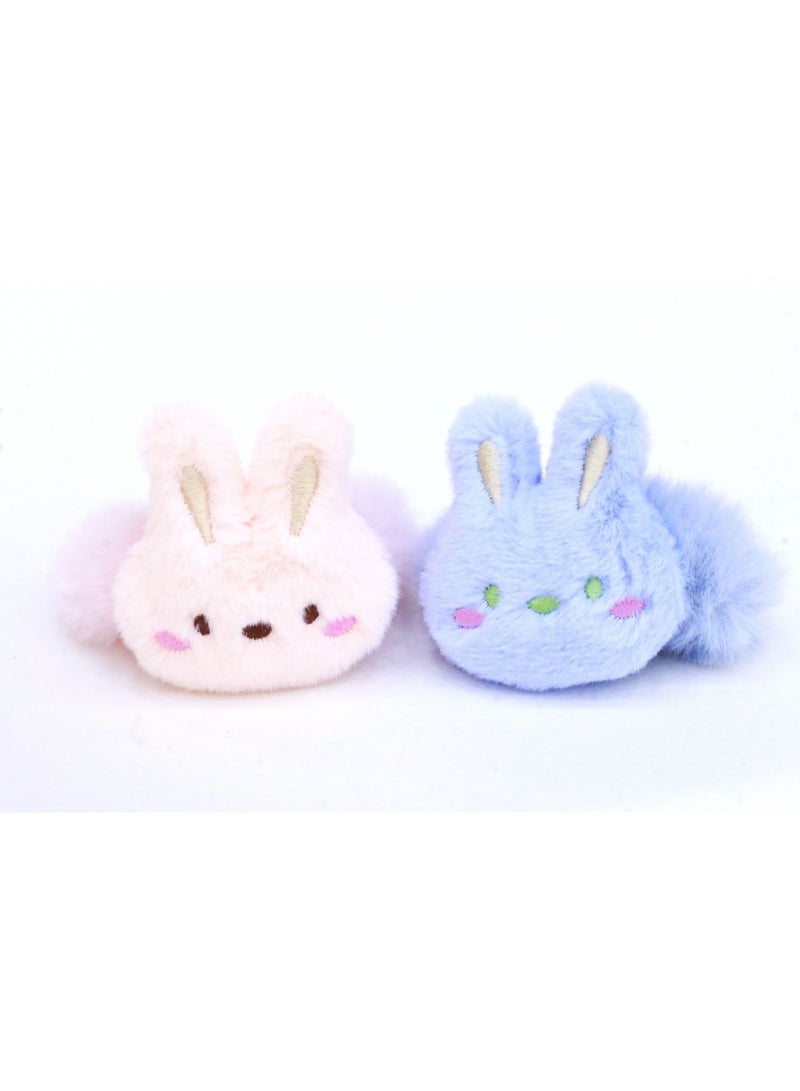Generic A cute blue fur bunny-shaped hair elastic, adding a warm and charming touch to your winter look! - Image 1