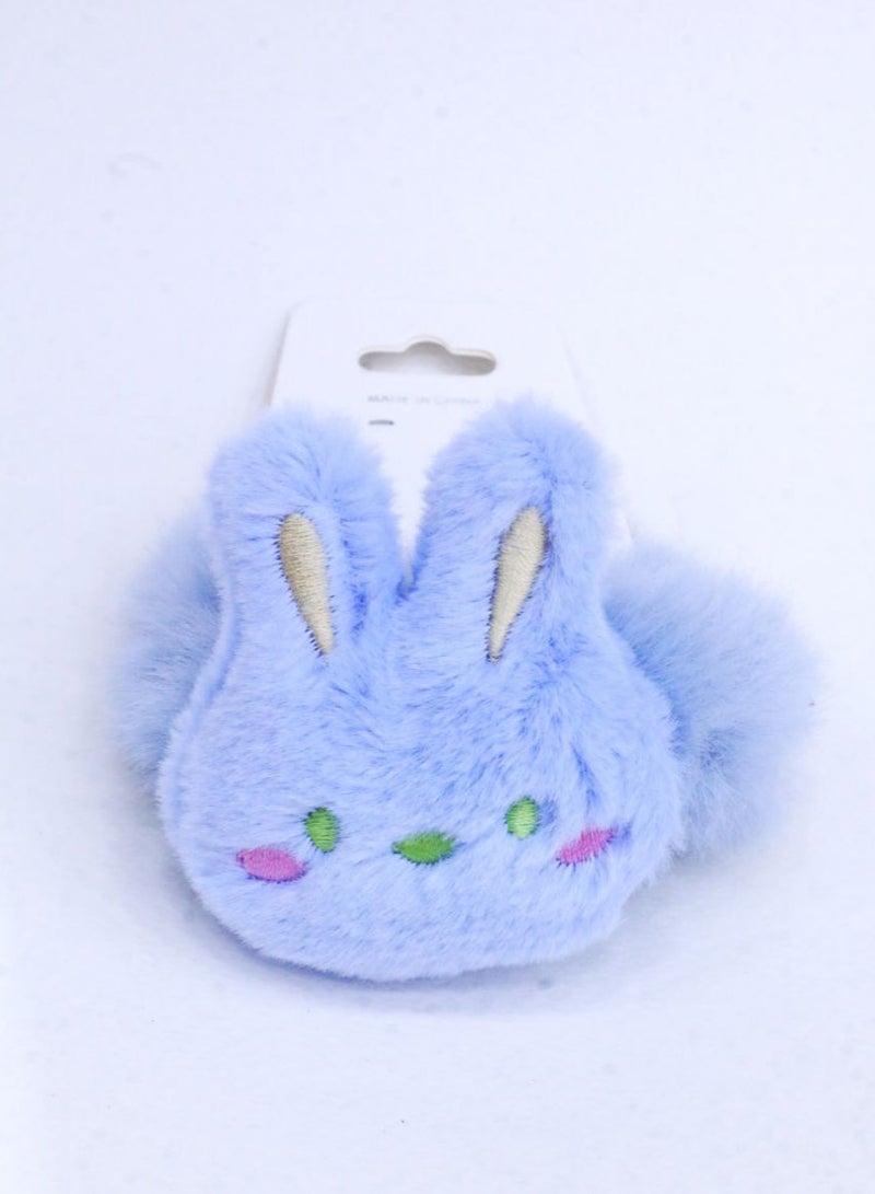 Generic A cute blue fur bunny-shaped hair elastic, adding a warm and charming touch to your winter look! - Image 2