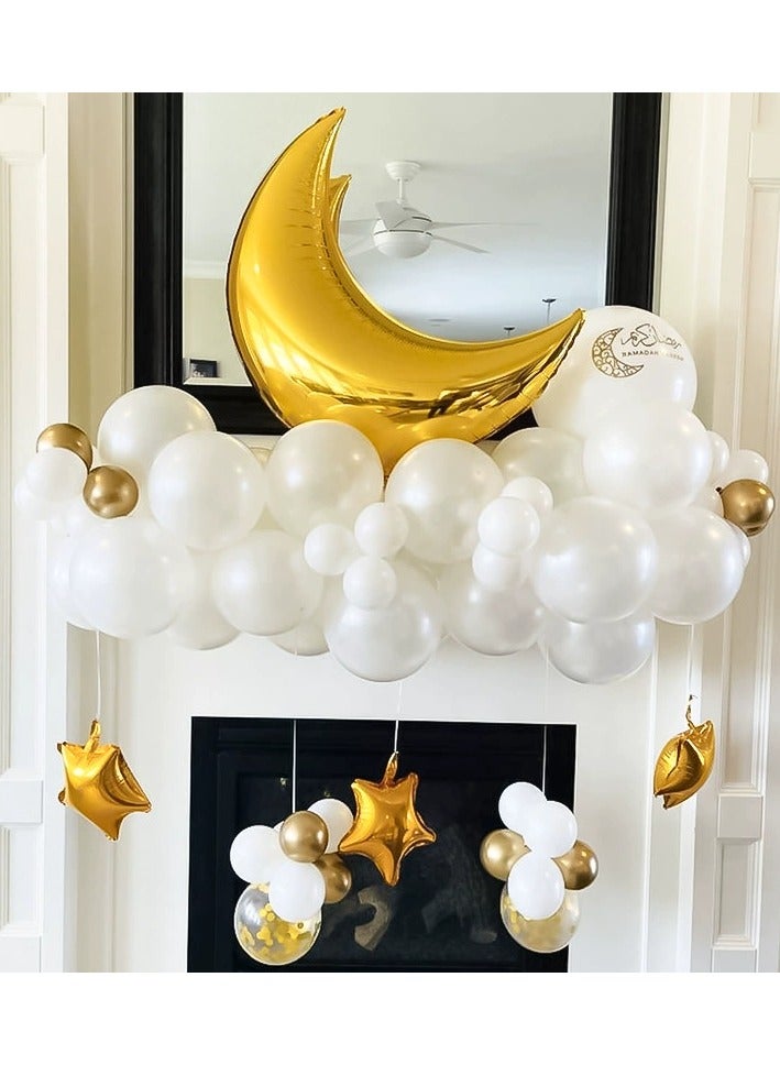 EID Festival Balloons - Crescent Moon & Star Decorations, Party Supplies for Ramadan & Eid Celebrations - Image 1