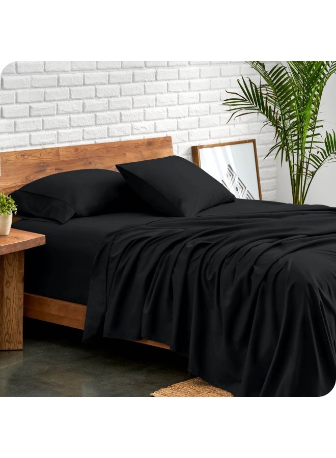 Bare Home Queen Sheet Set Luxury 1800 Ultra Soft Microfiber Queen Bed Sheets Double Brushed Deep Pockets Easy Fit 4 Piece Set Bedding Sheets And Pillowcases Queen Black  - Image 1