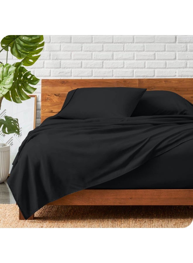 Bare Home Queen Sheet Set Luxury 1800 Ultra Soft Microfiber Queen Bed Sheets Double Brushed Deep Pockets Easy Fit 4 Piece Set Bedding Sheets And Pillowcases Queen Black  - Image 2