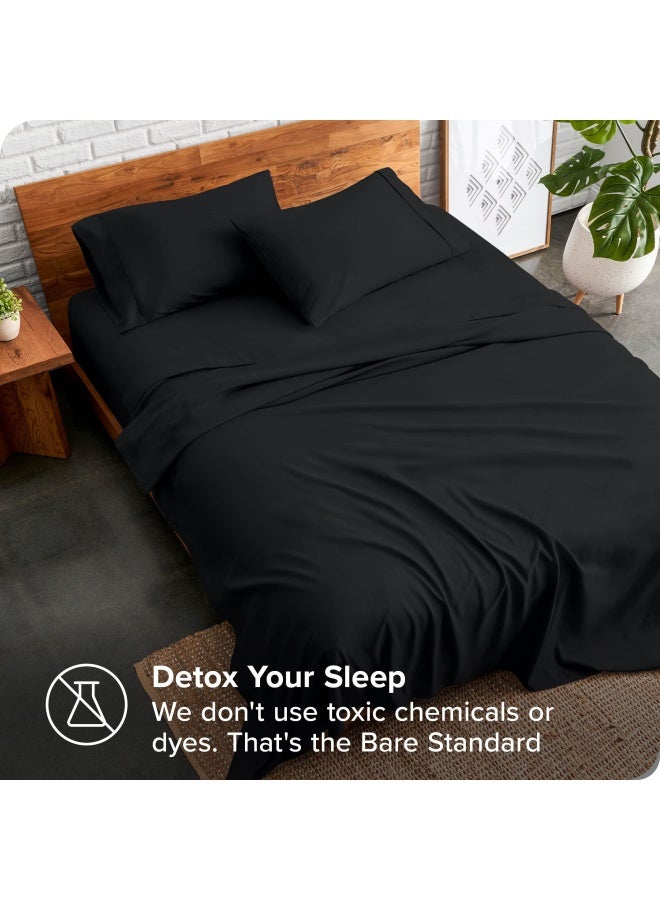 Bare Home Queen Sheet Set Luxury 1800 Ultra Soft Microfiber Queen Bed Sheets Double Brushed Deep Pockets Easy Fit 4 Piece Set Bedding Sheets And Pillowcases Queen Black  - Image 5