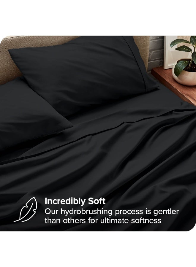 Bare Home Queen Sheet Set Luxury 1800 Ultra Soft Microfiber Queen Bed Sheets Double Brushed Deep Pockets Easy Fit 4 Piece Set Bedding Sheets And Pillowcases Queen Black  - Image 3