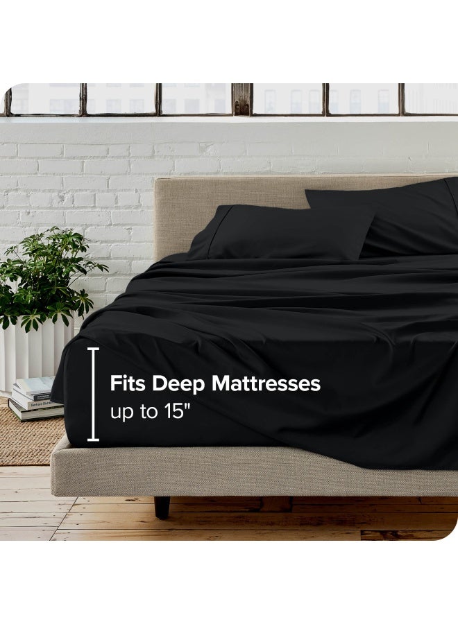 Bare Home Queen Sheet Set Luxury 1800 Ultra Soft Microfiber Queen Bed Sheets Double Brushed Deep Pockets Easy Fit 4 Piece Set Bedding Sheets And Pillowcases Queen Black  - Image 4