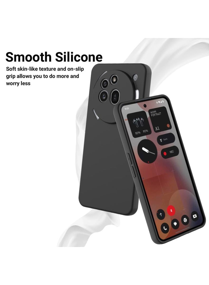 Compatible with Nothing Phone 3a Pro 6.77 Inch Case, Soft & Premium Liquid Silicone [Anti-Scratch Microfiber Lining] Shockproof Protective Slim Phone Cover for 3a Pro 2025, Black