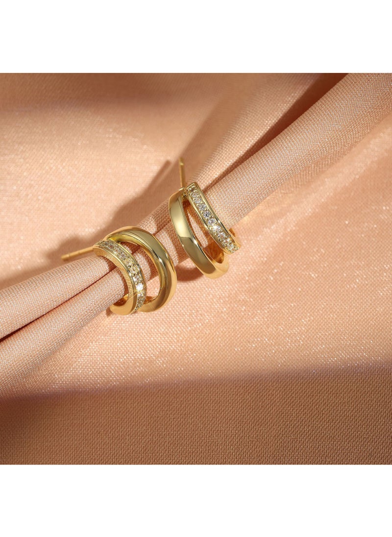 Generic Double Hoop Crystal Earrings  - Image 2