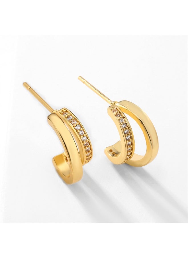 Generic Double Hoop Crystal Earrings  - Image 3