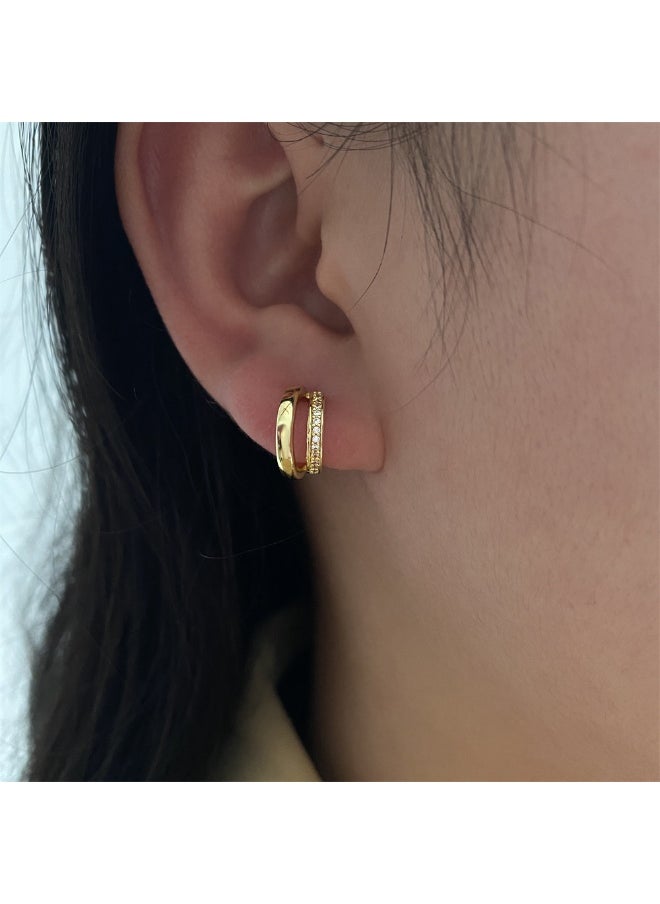 Generic Double Hoop Crystal Earrings  - Image 4