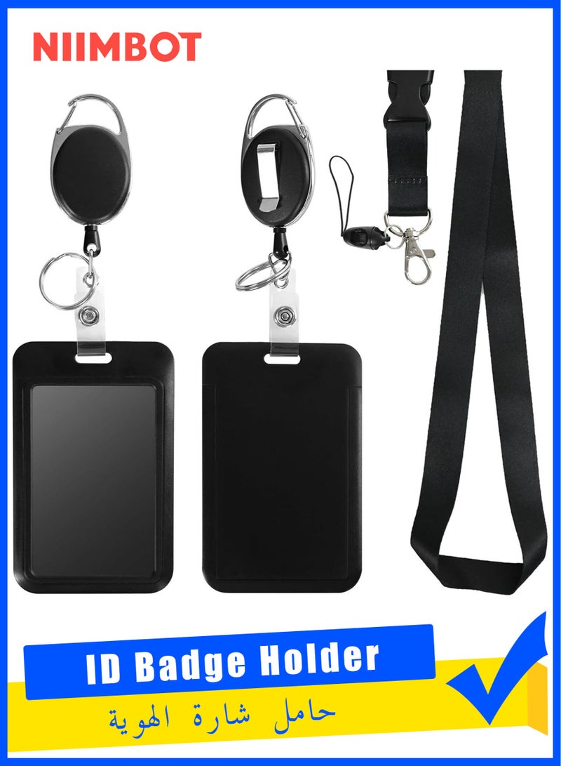 NIIMBOT Retractable ID Badge Holder with Breakaway Lanyard,Heavy Duty Badge Reel,Detachable Keychain, Cruise Ship Cards Holder,for Nurse Officer Teacher Security Staff Women Men - Image 1