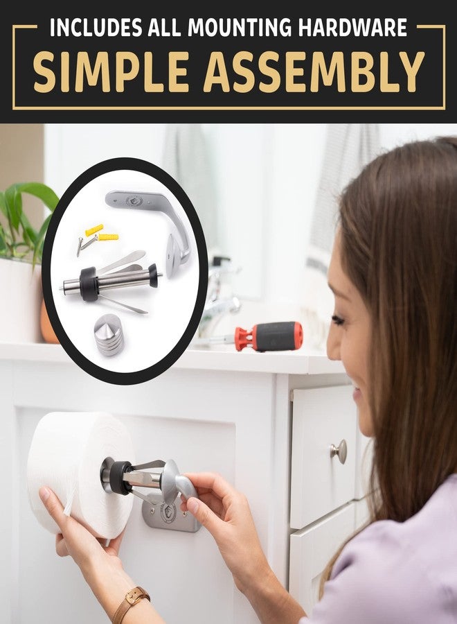Dear Household حامل ورق الحمام المثبت على الحائط - حامل من الفولاذ المقاوم للصدأ مع عملية بسيطة بيد واحدة - سهل التركيب أفقيًا أو عموديًا - يشمل الأجهزة - 5 بوصات - Image 4
