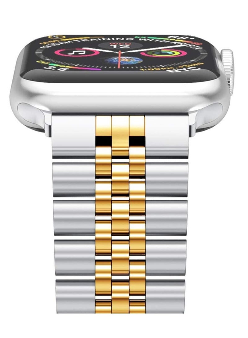 ELTRAZONE Compatible with Apple Watch Band 44mm 42mm 40mm 38mm Stainless Steel Heavy Band with Butterfly Folding Clasp Link Bracelet - Image 3