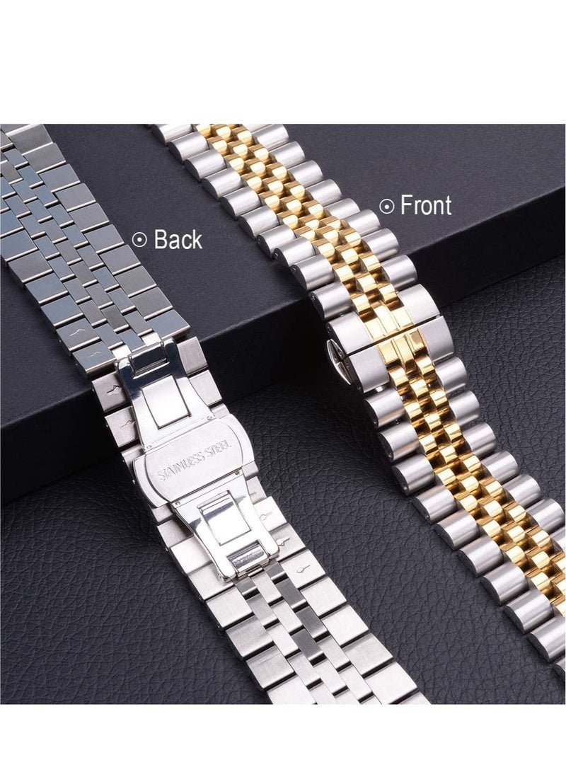 ELTRAZONE Compatible with Apple Watch Band 44mm 42mm 40mm 38mm Stainless Steel Heavy Band with Butterfly Folding Clasp Link Bracelet - Image 4