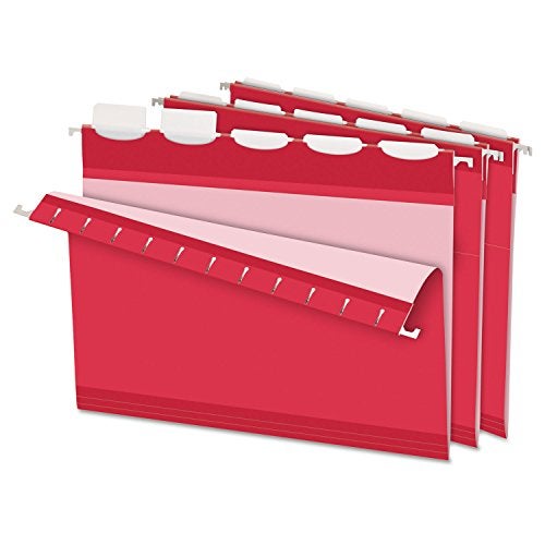 Pendaflex PFX42623 Ready-Tab Reinforced Hanging File Folders, Letter Size, Red, 5 Tab, 25/BX (42623) - Image 1