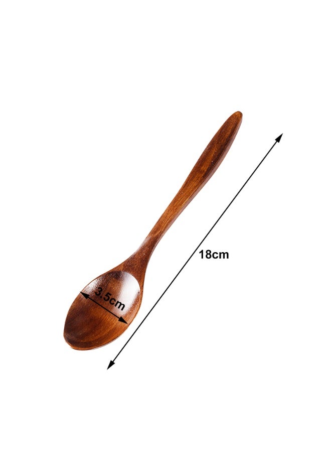 7 PCS Small Wooden Spoons Honey spoons for Tea Smooth WoodenTeaspoon for Coffee Ellipse Serving Wood Spoons - Image 3